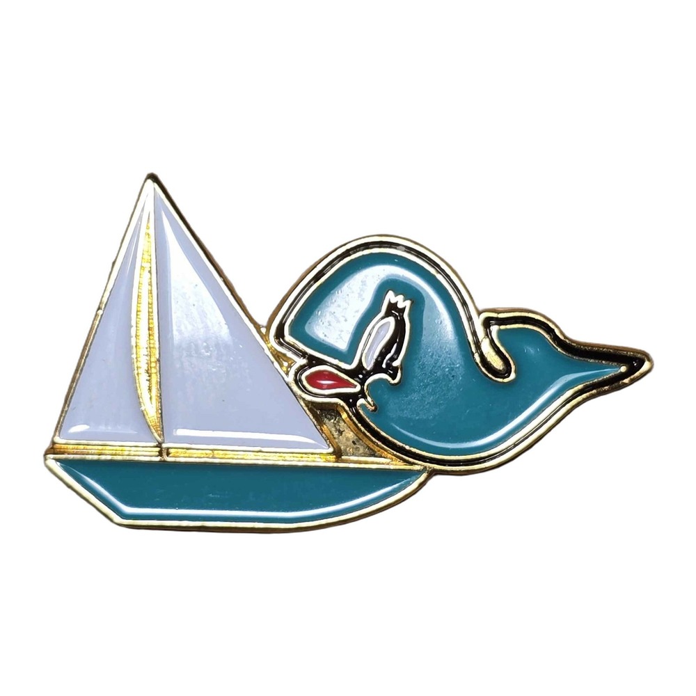 Vintage Sailboat And Breaching Whale Nautical Lapel Vest Hat Pin K4